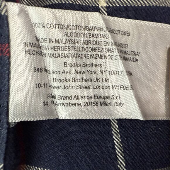 Brooks Brothers‎ 346 Shirt Mens Large Navy Red Plaid Button Down Non-Iron Cotton - Picture 7 of 9